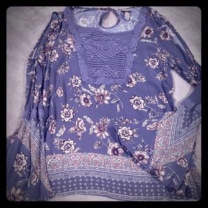 Cold shoulder, bell sleeve top